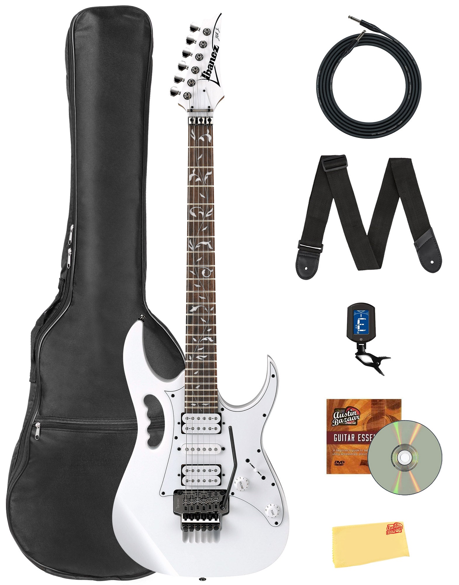 Ibanez JEMJR JEM Steve Vai Electric Guitar - White w/ Gig Bag