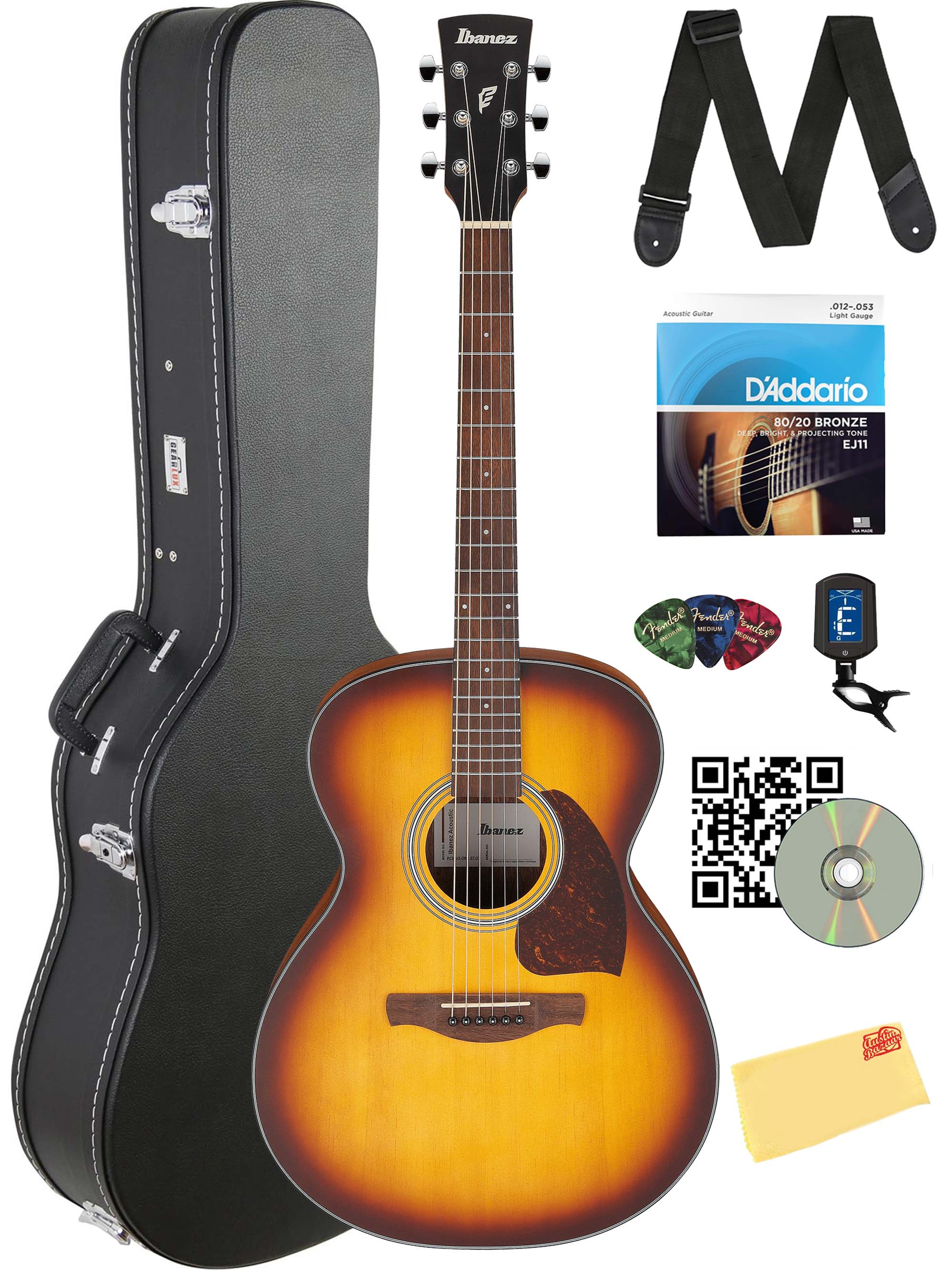 Ibanez PC50 PF Performance Grand Concert Acoustic Guitar - Open Pore Brown Sunburst Top w/ Hard Case