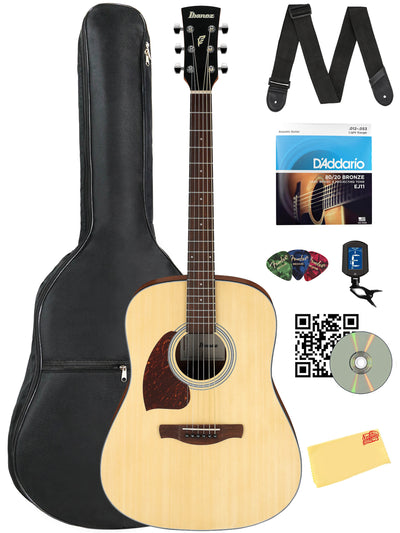 Ibanez PF50L PF Performance Dreadnought Acoustic Guitar, Left Handed - Natural w/ Gig Bag