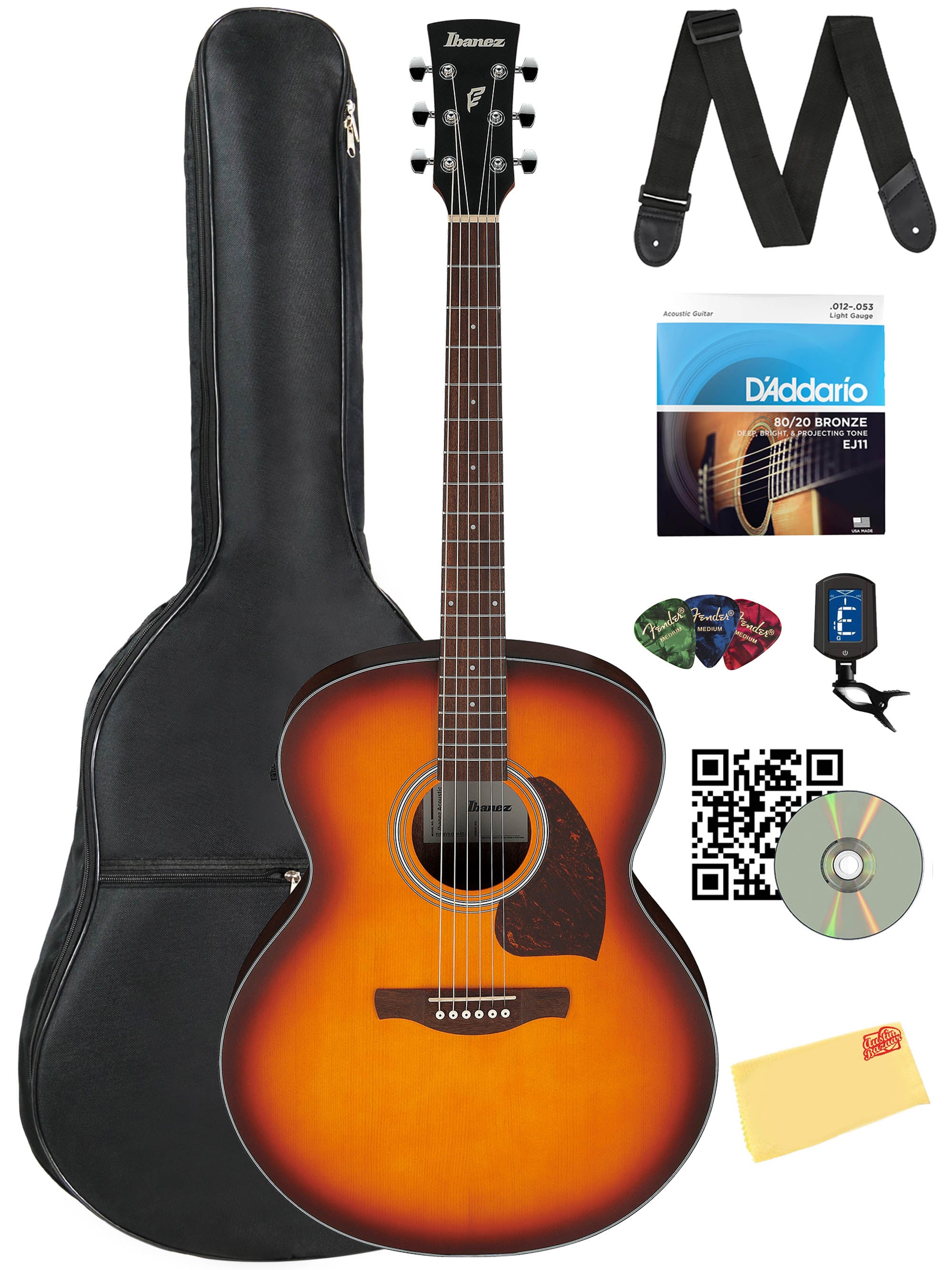 Ibanez PJ50E PF Performance Jumbo Acoustic-Electric Guitar - Open Pore Vintage Amber Sunburst w/ Gig Bag