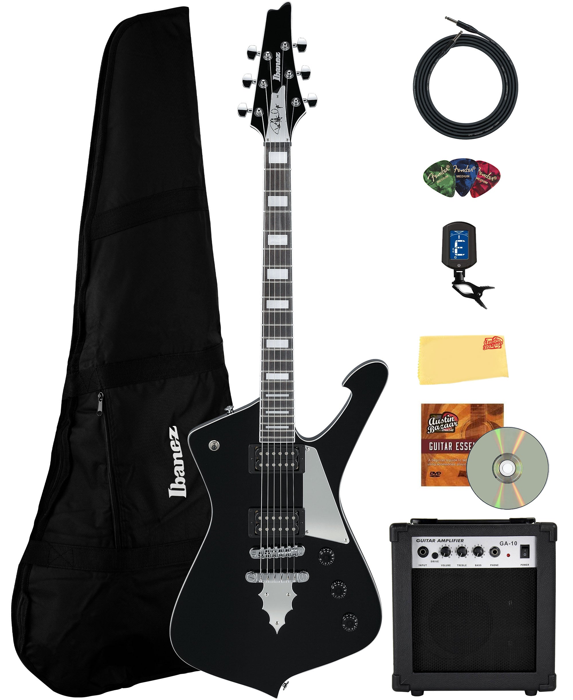 Ibanez PS60 Paul Stanley Electric Guitar - Black w/ Amplifier