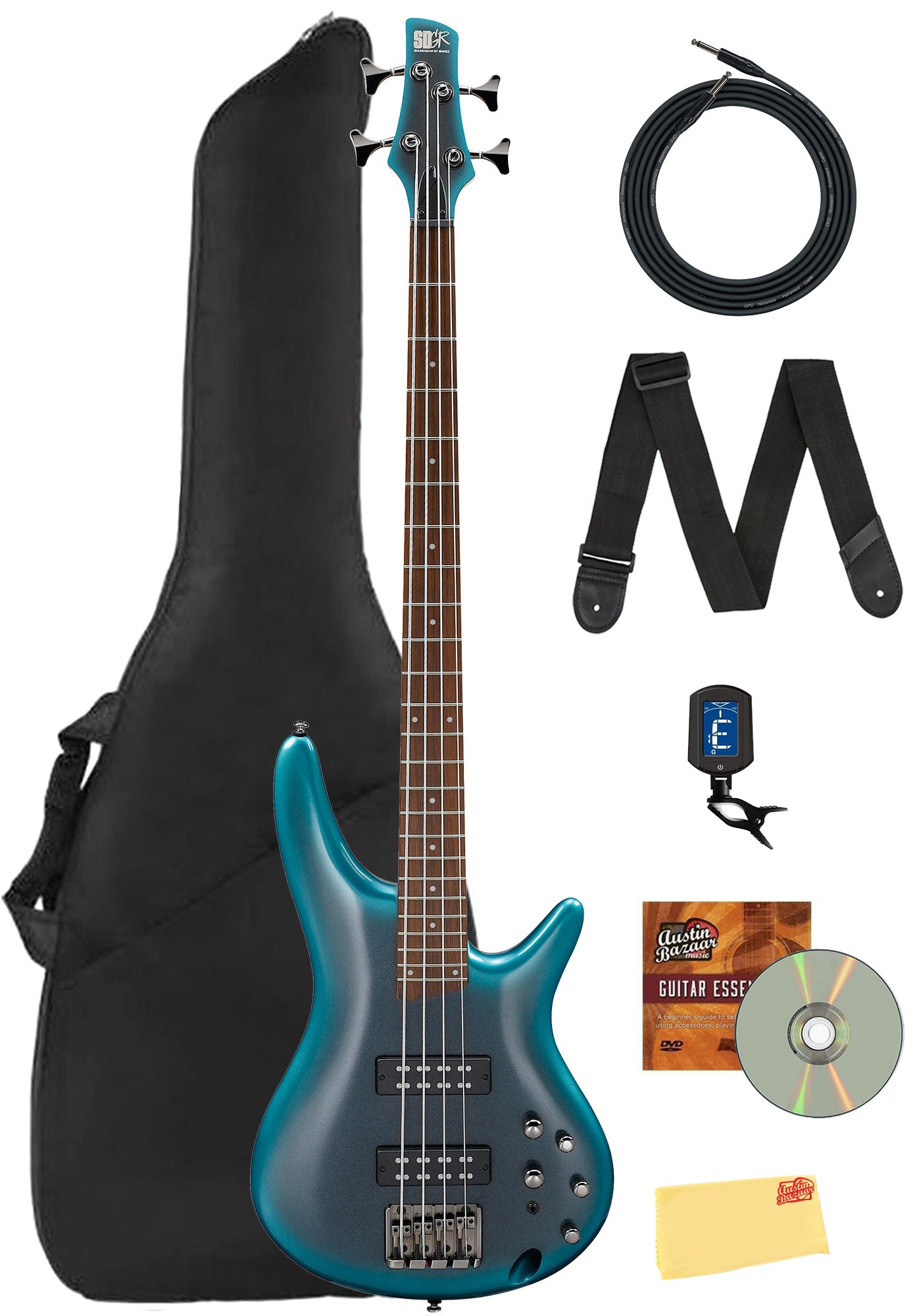 Ibanez SR300E SR Standard Bass Guitar - Cerulean Aura Burst w/ Gig Bag