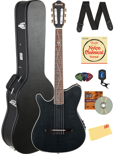 Ibanez TOD10NL Tim Henson Nylon Acoustic-Electric Guitar, Left Handed - Transparent Black Flat w/ Case