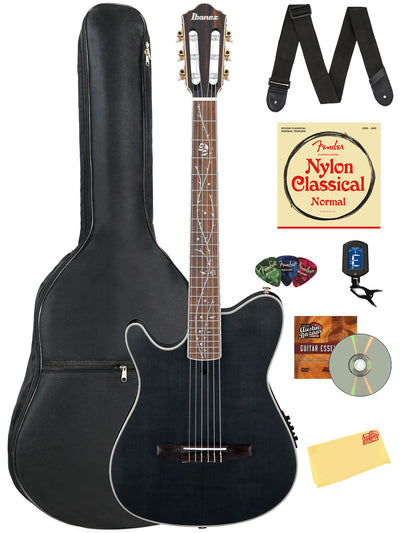 Ibanez TOD10NL Tim Henson Nylon Acoustic-Electric Guitar, Left Handed - Transparent Black Flat w/ Gig Bag