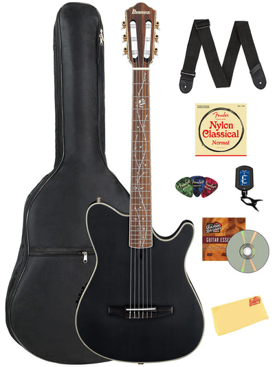 Ibanez TOD10N Tim Henson Nylon Acoustic-Electric Guitar - Transparent Black Flat w/ Gig Bag