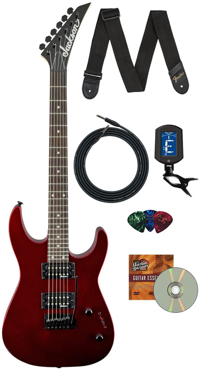 Jackson JS Series Dinky JS12 Electric Guitar - Metallic Red w/ Instrument Cable
