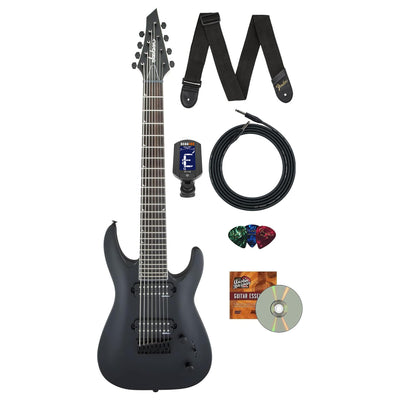 Jackson JS Series Dinky Arch Top JS32-8 DKA HT 8-String Electric Guitar - Satin Black w/ Instrument Cable