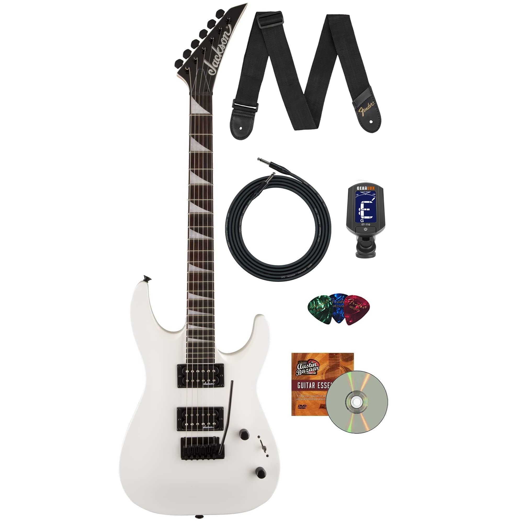 Jackson JS Series Dinky Arch Top JS22 DKA Electric Guitar - Snow White w/ Instrument Cable