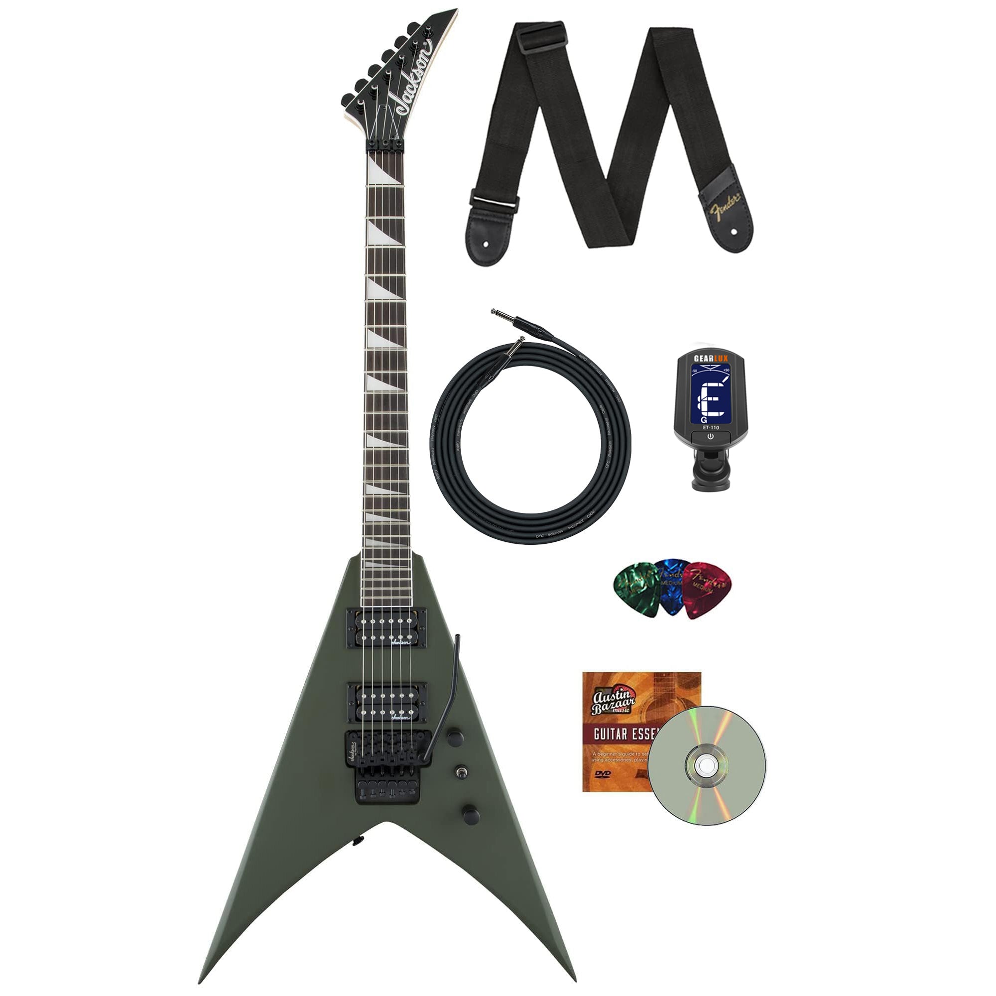 Jackson JS Series King V JS32 Electric Guitar - Matte Army Drab w/ Instrument Cable
