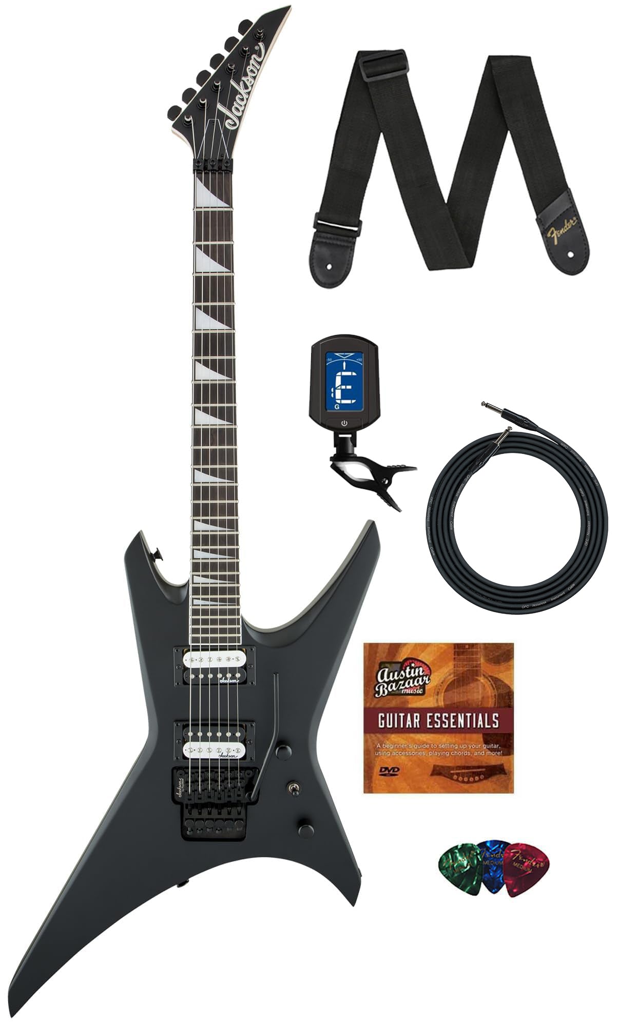 Jackson Warrior JS32 Electric Guitar - Satin Black w/ Instrument Cable