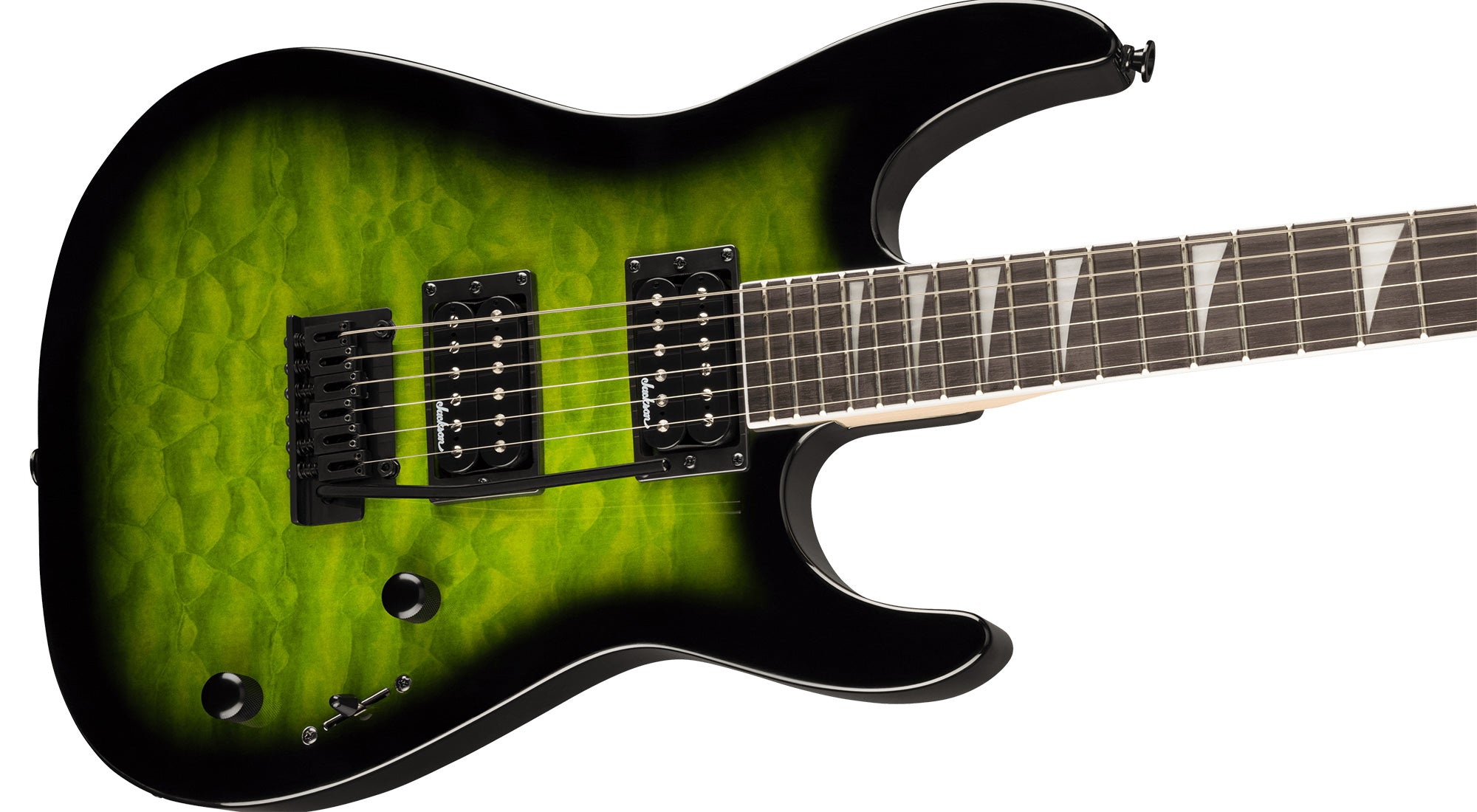 Jackson Dinky JS20 DKQ 2PT Electric Guitar - Transparent Green w/ Instrument Cable