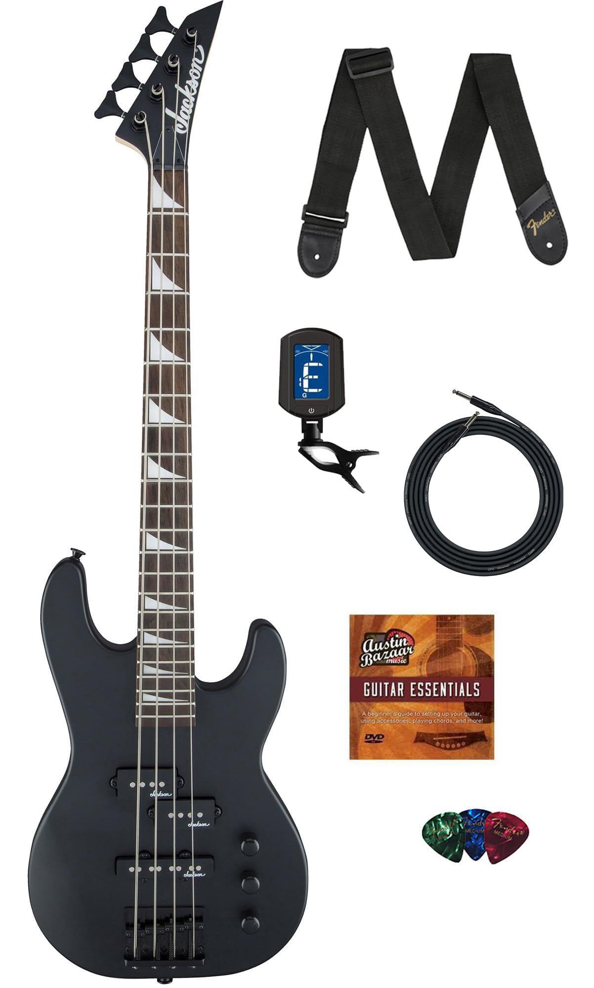 Jackson Concert Bass Minion JS1X Bass Guitar - Satin Black w/ Instrument Cable