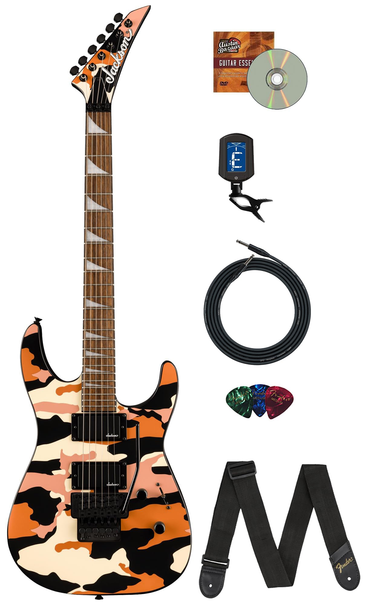 Jackson X Series Soloist SLX DX Electric Guitar - Butterscotch Camo w/ Instrument Cable