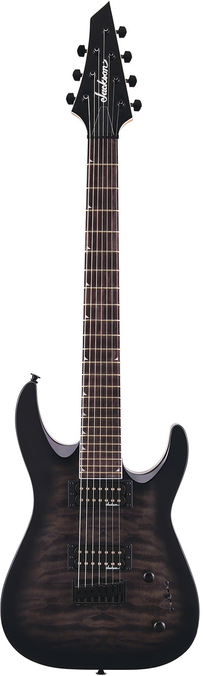 Jackson Dinky Arch Top JS22Q-7 Electric Guitar - Transparent Black Burst w/ Instrument Cable