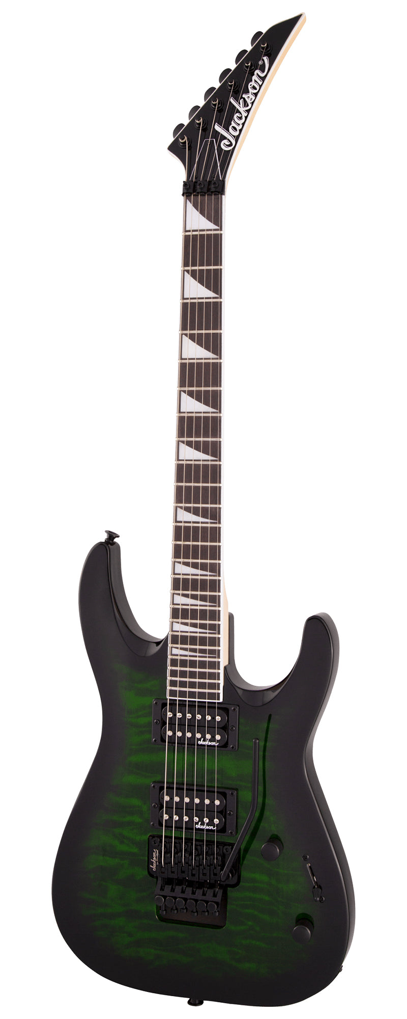 Jackson JS Series Dinky Arch Top JS32Q DKA Electric Guitar - Transparent Green Burst w/ Instrument Cable