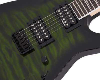 Jackson JS Series Dinky Arch Top JS32Q DKA HT Electric Guitar - Transparent Green Burst w/ Instrument Cable
