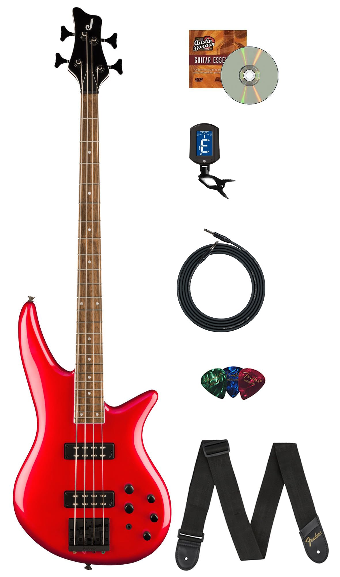Jackson X Series Spectra Bass SBX IV - Candy Apple Red w/ Instrument Cable