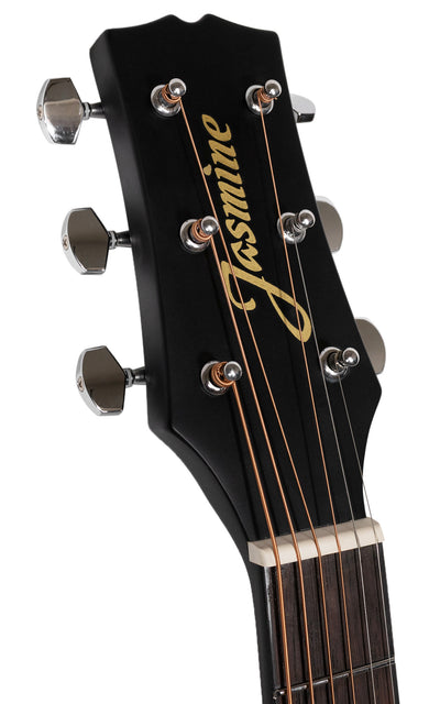 Jasmine S34C NEX Orchestra-Style Cutaway Acoustic Guitar - Black w/ Hard Case