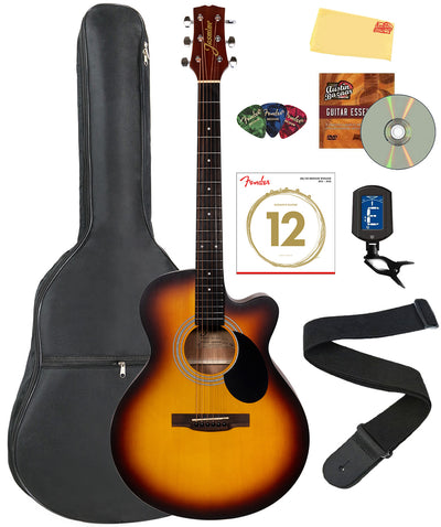 Jasmine S34C NEX Orchestra-Style Cutaway Acoustic Guitar - Sunburst w/ Gig Bag
