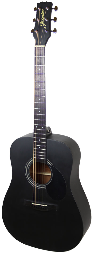 Jasmine S35 Dreadnought Acoustic Guitar - Matte Black w/ Hard Case