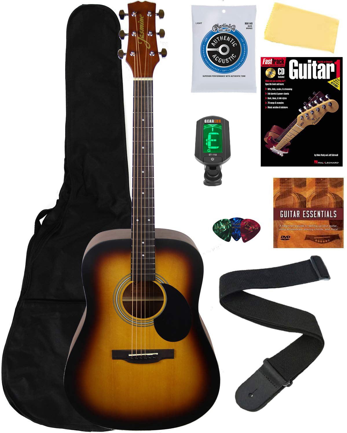 Jasmine S35 Dreadnought Acoustic Guitar - Matte Sunburst w/ Gig Bag