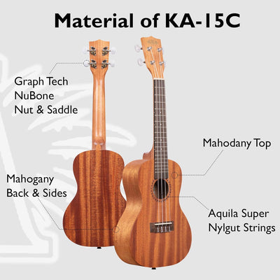 Kala KA-15C Satin Mahogany Concert Ukulele w/ Gig Bag