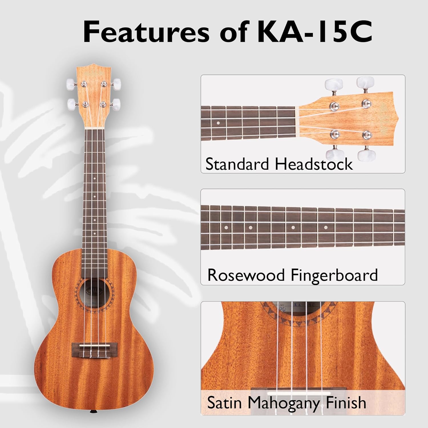 Kala KA-15C Satin Mahogany Concert Ukulele w/ Gig Bag