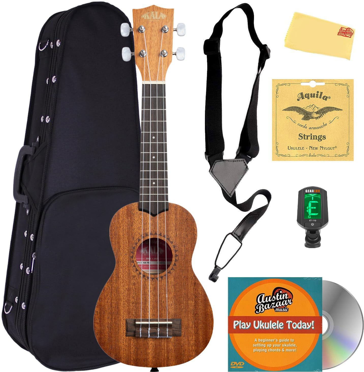 Kala KA-15S Satin Mahogany Soprano Ukulele w/ Hard Case