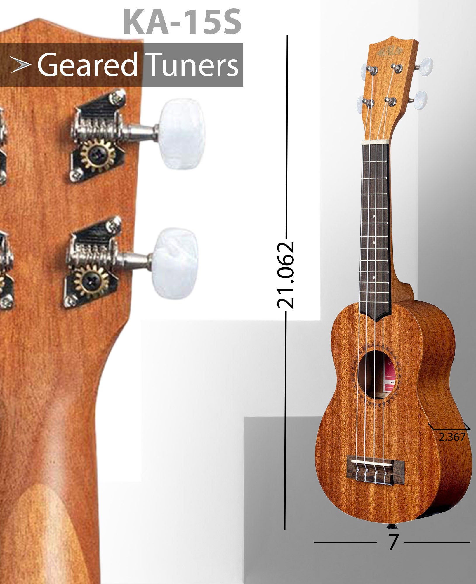 Kala KA-15S Satin Mahogany Soprano Ukulele w/ Gig Bag