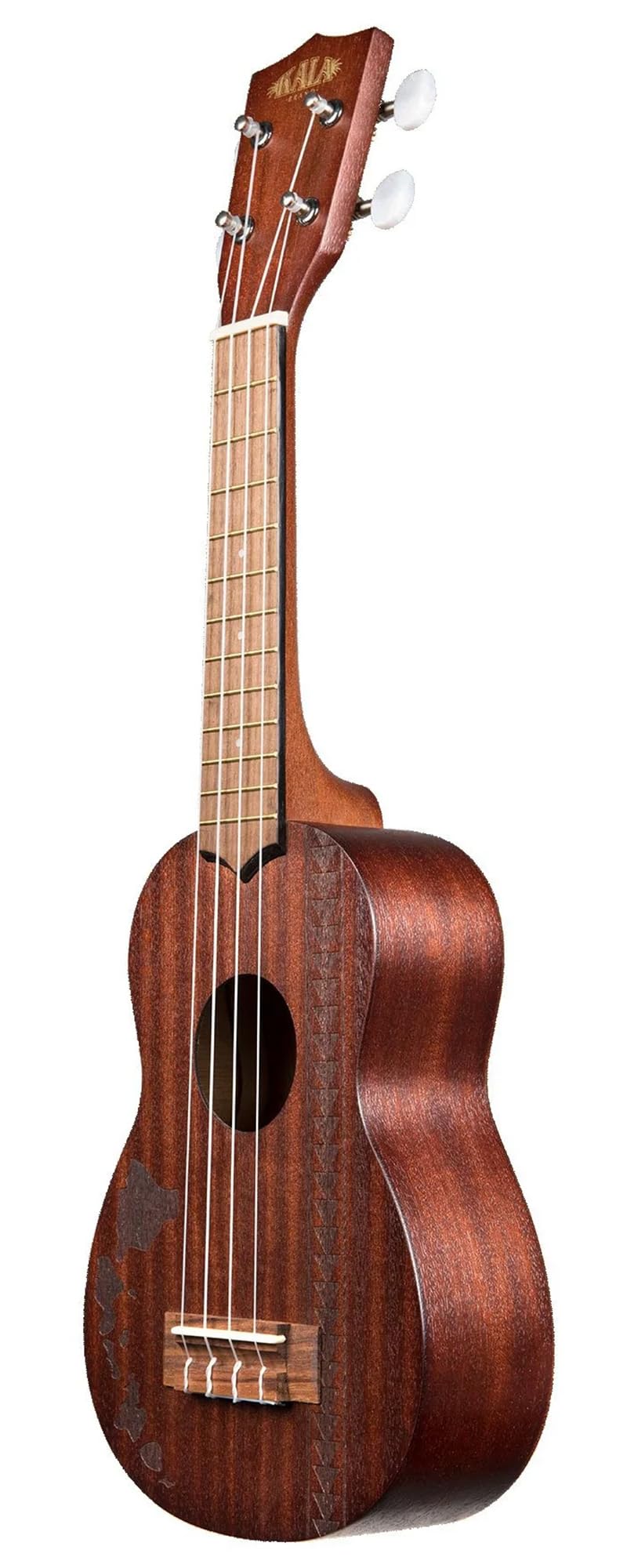 Kala KA-15S-H2 Satin Mahogany Soprano Ukulele - Hawaiian Islands Tattoo w/ Hard Case