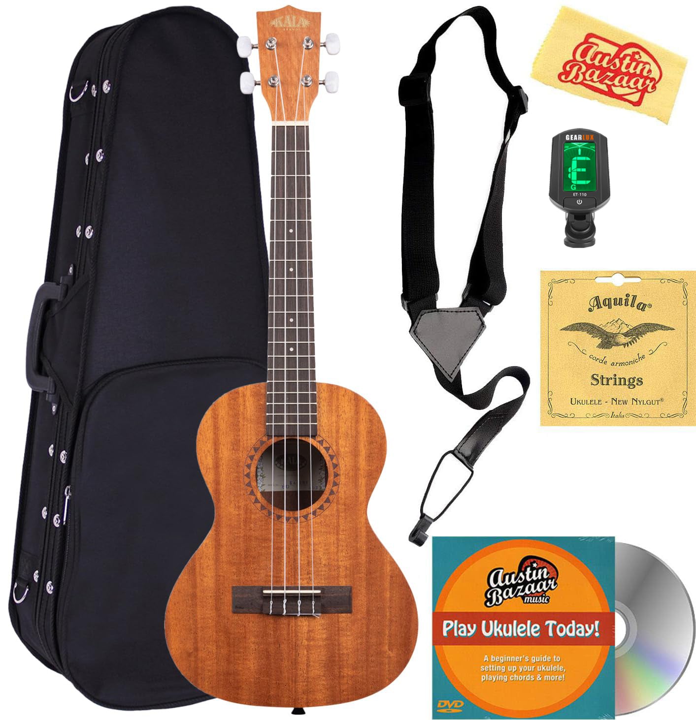 Kala KA-15T Satin Mahogany Tenor Ukulele w/ Hard Case