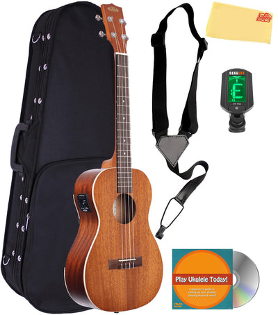 Kala KA-BE Satin Mahogany Baritone Acoustic-Electric Ukulele w/ Hard Case