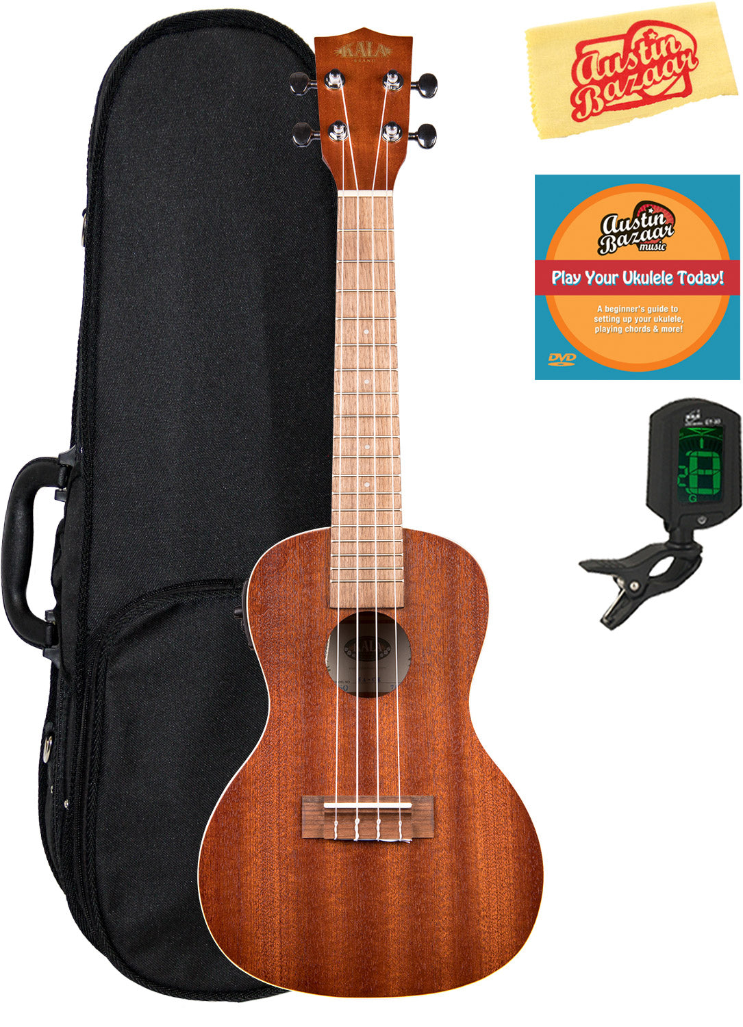 Kala KA-CE Satin Mahogany Concert Acoustic-Electric Ukulele w/ Hard Case