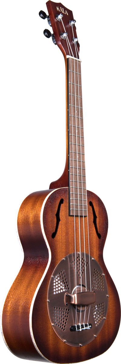 Kala KA-RES-BRS Tenor Resonator Ukulele with Brass Cover - Mahogany Burst w/ Hard Case
