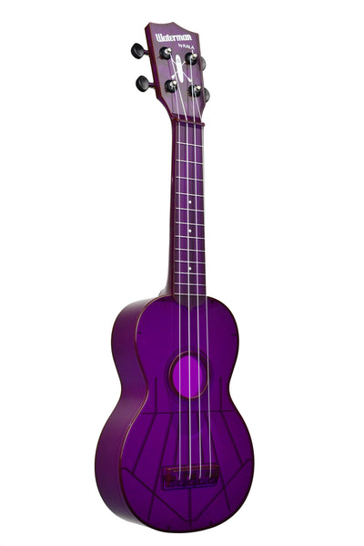 Kala KA-SWF-PL Waterman Soprano Ukulele - Fluorescent Purple Gloss w/ Hard Case