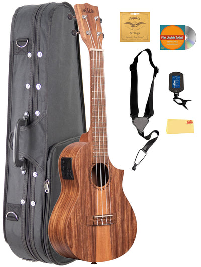 Kala KA-TK-C-CE Teak Tri-Top Concert Acoustic-Electric Ukulele w/ Case