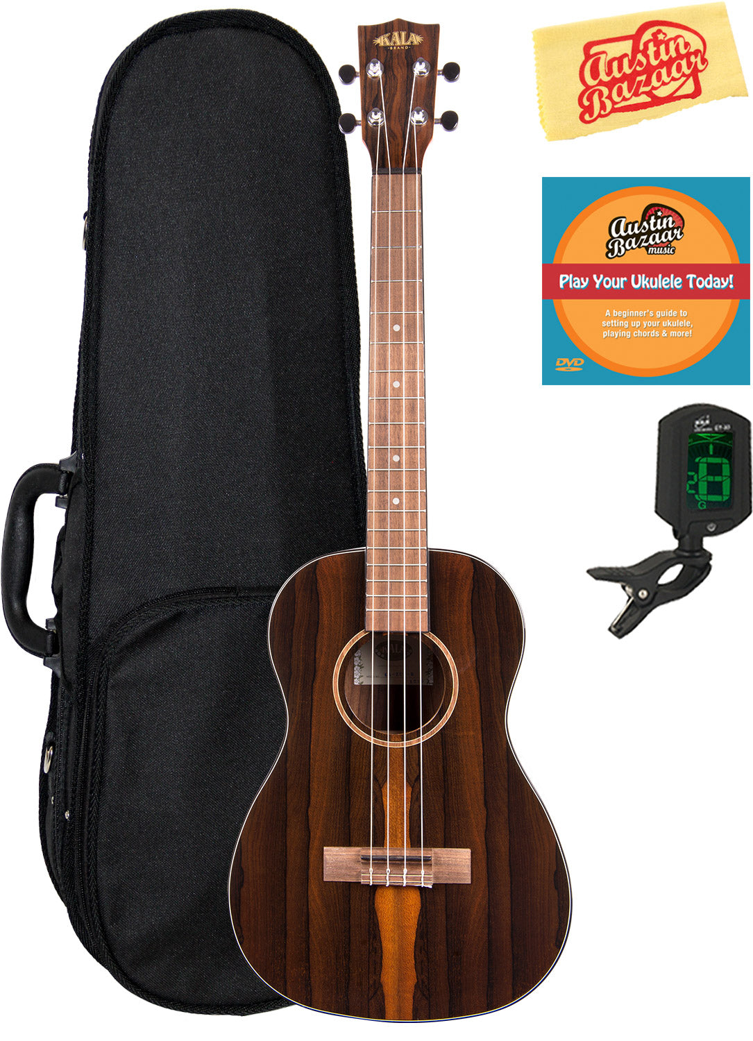 Kala KA-ZCT-B Ziricote Baritone Ukulele w/ Hard Case