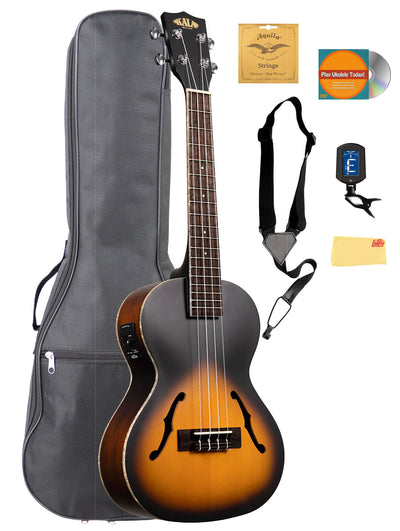 Kala KA-JTE-2TS Archtop Tobacco Burst Tenor Ukulele w/ Gig Bag