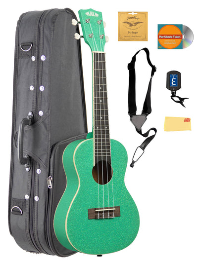 Kala KA-SPRK-GREEN Gatsby Green Sparkle Concert Ukulele w/ Case