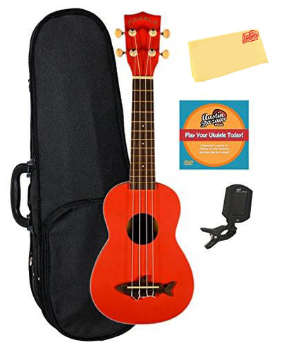 Kala MK-SS-RED Makala Shark Soprano Ukulele - Red Sea w/ Hard Case