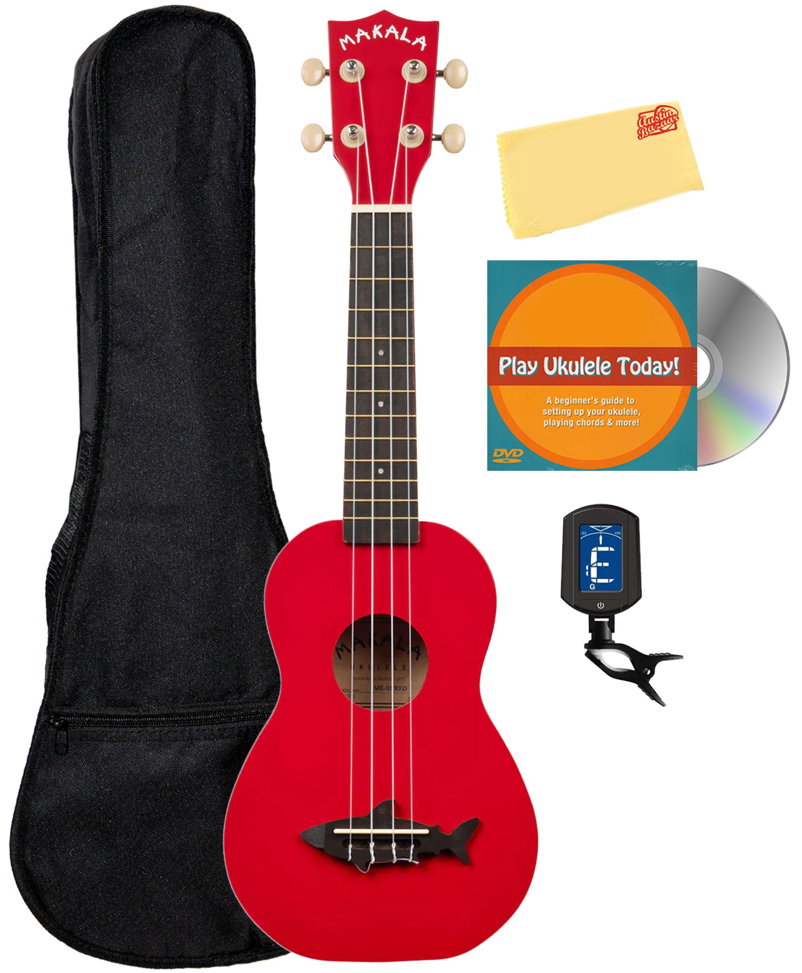 Kala MK-SS-RED Makala Shark Soprano Ukulele - Red Sea w/ Gig Bag