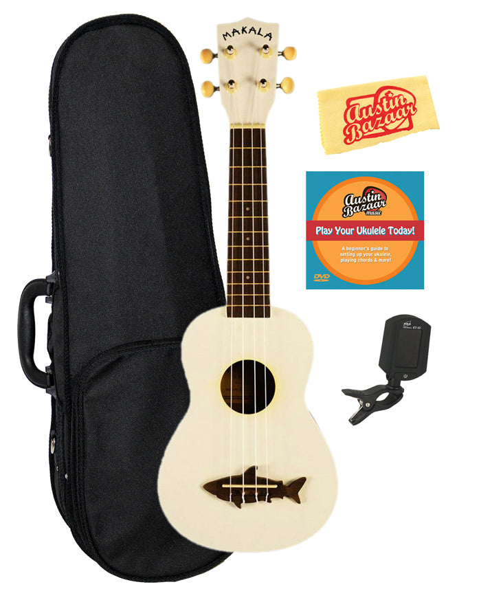 Kala MK-SS-WHT Makala Shark Soprano Ukulele - Great White w/ Hard Case