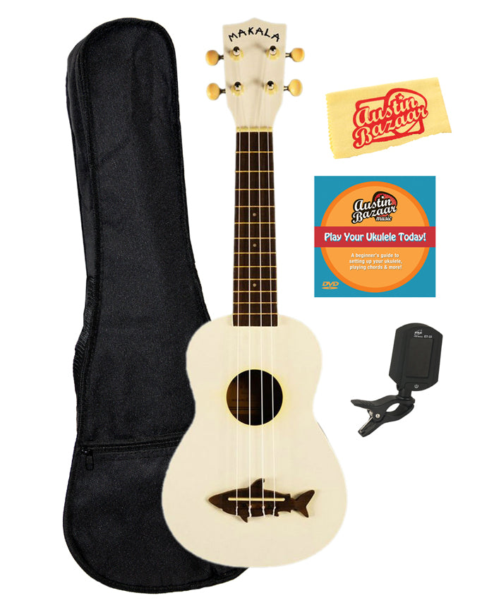 Kala MK-SS-WHT Makala Shark Soprano Ukulele - Great White w/ Gig Bag