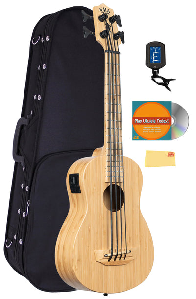 Kala UBASS-BMB-FS Bamboo Fretted Acoustic-Electric U-Bass w/ Hard Case