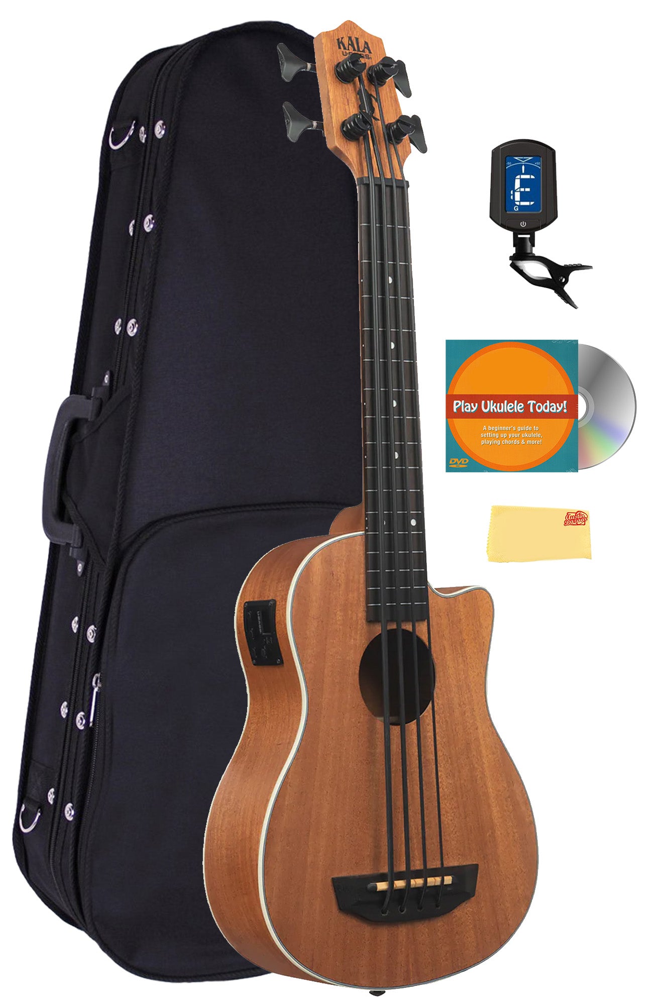 Kala UBASS-SCOUT-FL Scout Fretless U-Bass Acoustic-Electric Ukulele Bass w/ Case