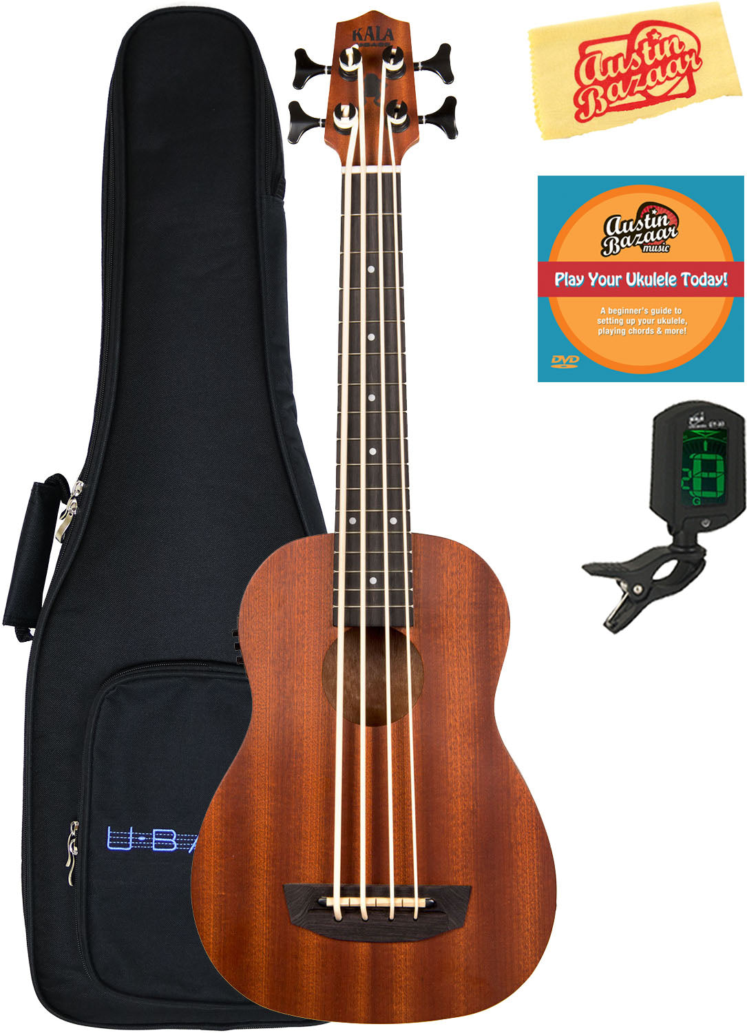 Kala U-Bass-WNDR-FS Wanderer Acoustic-Electric U-Bass Ukulele w/ Gig Bag