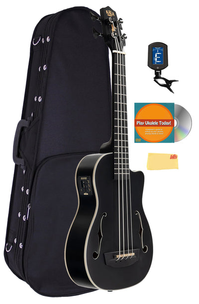 Kala UBASS-JYMN-BK-FS Black Journeyman Mahogany Acoustic-Electric U-Bass Ukulele Bass w/ Case