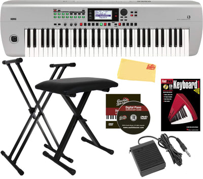 Korg i3 Music Workstation - Matte Silver w/ Adjustable Stand