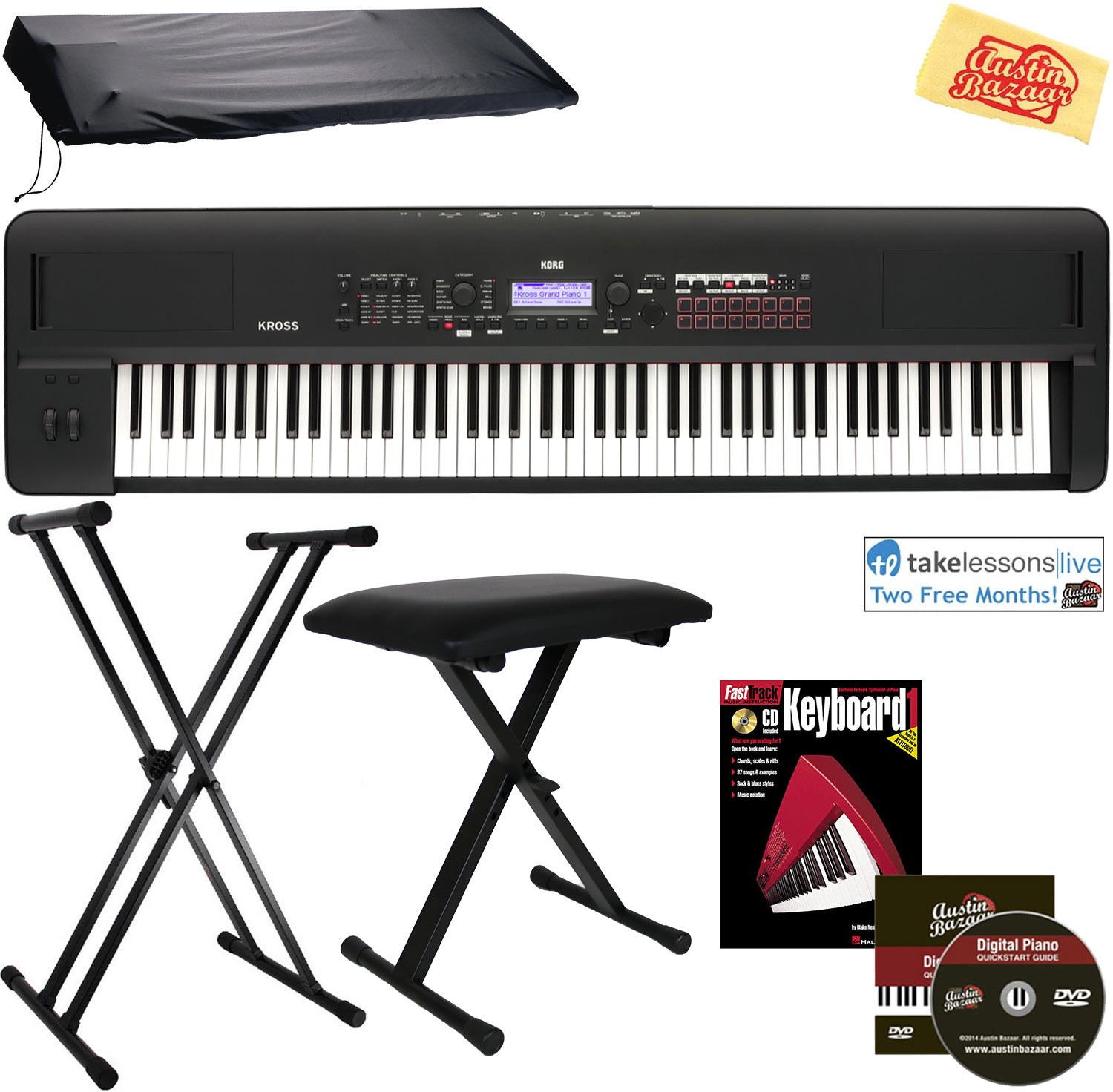 Korg Kross 2 88-Key Synthesizer Workstation - Matte Black w/ Adjustable Bench
