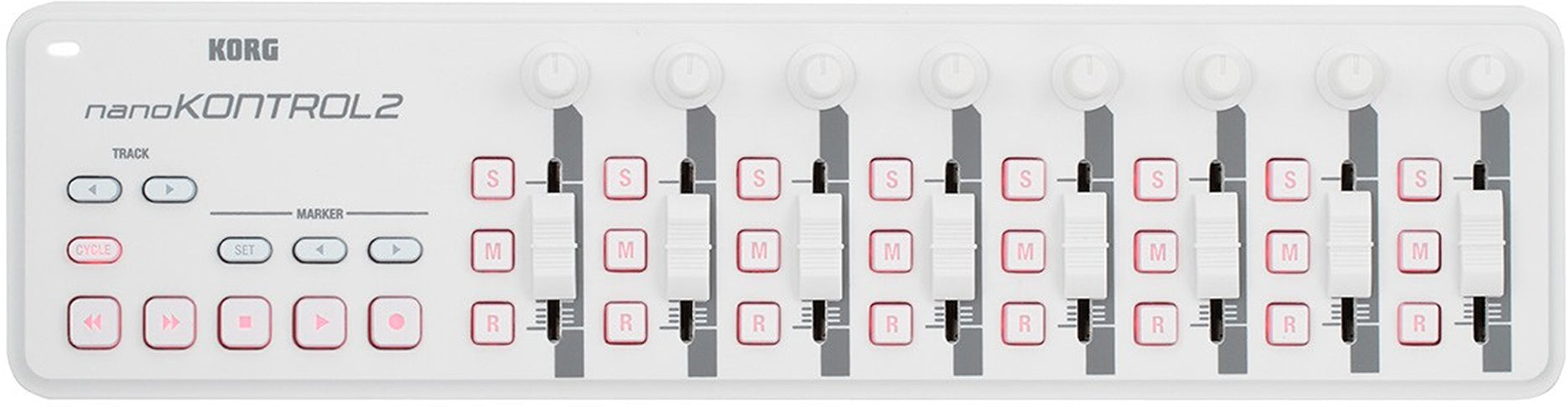 Korg nanoKONTROL2 Slim-Line USB Controller - White w/ Headphones